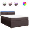 vidaXL Cama box spring con colch&oacute;n tela marr&oacute;n oscuro 160x200 cm