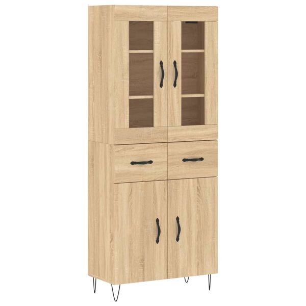vidaXL Aparador alto madera contrachapada color roble 69,5x34x180 cm