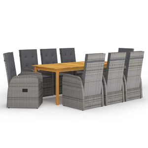 vidaXL Juego de comedor para jard&iacute;n 9 piezas gris