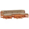 vidaXL Conjunto de Sof&aacute;s de Jard&iacute;n 7 pcs Marr&oacute;n Cera Pino macizo