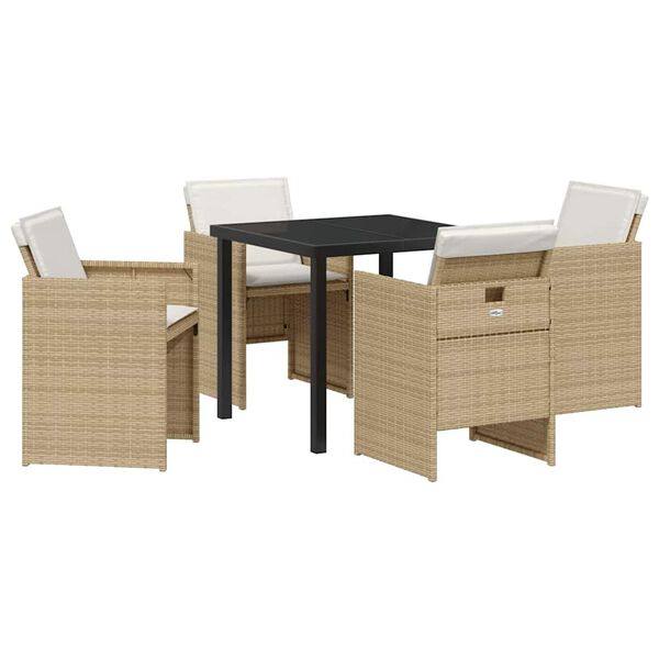 vidaXL Conjunto de Comedor de Jard&iacute;n 5 pcs Beige rat&aacute;n sint&eacute;tico