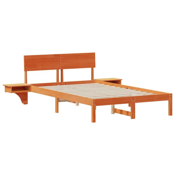 vidaXL Estructura de cama con cabecera Marr&oacute;n cera 135 x 190 cm