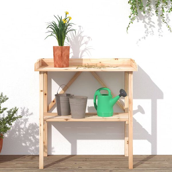 vidaXL Mesa para plantas con estante madera maciza abeto 78x38x82,5 cm