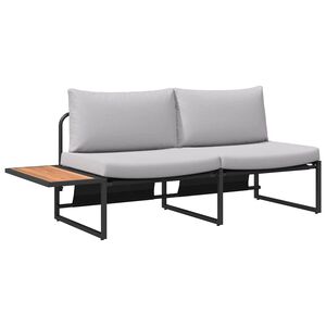 vidaXL Sof&aacute; de jard&iacute;n con coj&iacute;n Gris Claro 200,5 x 70 x 85,5 cm Acero