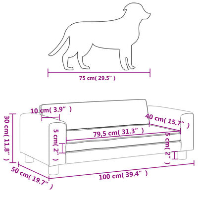 vidaXL Cama de perros con extensión terciopelo gris oscuro 100x50x30cm