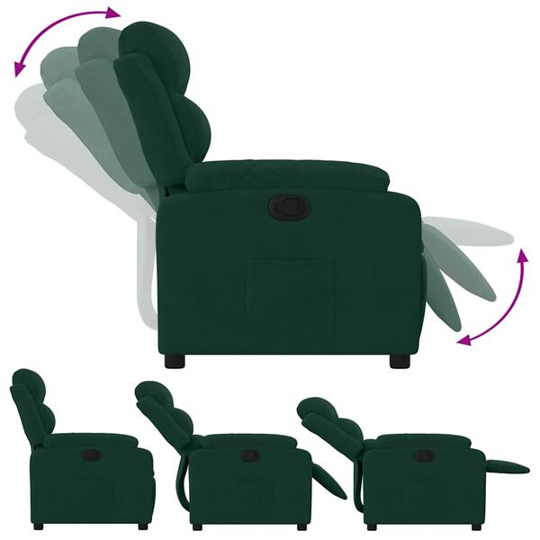vidaXL Sill&oacute;n reclinable de terciopelo verde oscuro