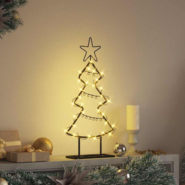 vidaXL &Aacute;rbol de Navidad de metal con soporte Negro 60 cm Acero