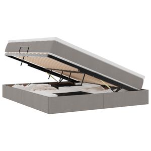 vidaXL Cama con almacenamiento y colch&oacute;n Taup&eacute; 160 x 200 cm Poli&eacute;ster