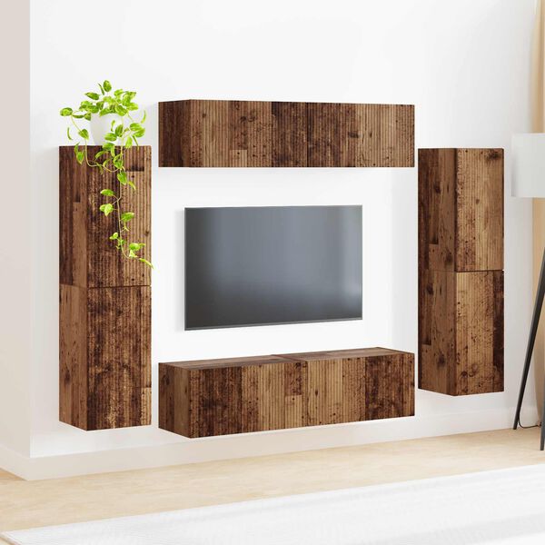 vidaXL Conjunto de mueble de TV 8 pcs Madera envejecida