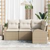 vidaXL Conjunto de sof&aacute; de jard&iacute;n 4 pcs Beige rat&aacute;n sint&eacute;tico