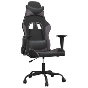 vidaXL Silla gaming de masaje cuero sint&eacute;tico negro y gris