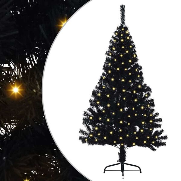 vidaXL &Aacute;rbol de Navidad Artificial Preiluminado Negro 150 cm PVC