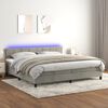 vidaXL Cama box spring colch&oacute;n y LED terciopelo gris claro 200x200 cm