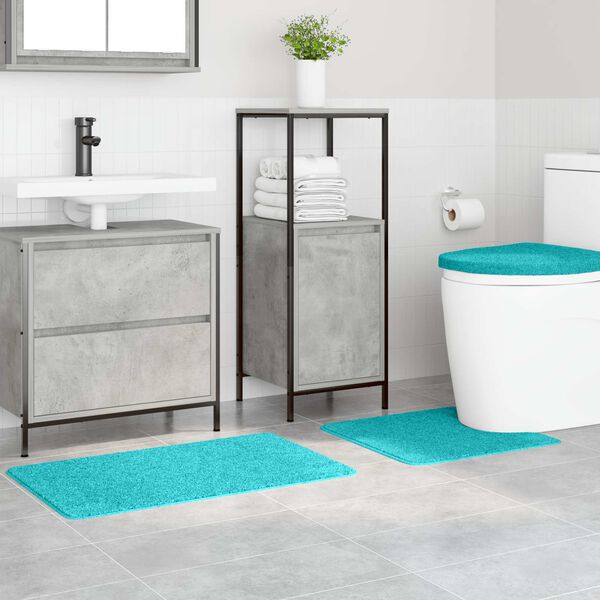 vidaXL Conjunto de alfombra de ba&ntilde;o antideslizante 3 pcs Tuquesa PP