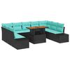 vidaXL Conjunto de sof&aacute; de jard&iacute;n 10 uds. Negro Polirat&aacute;n