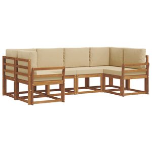 vidaXL Conjunto de sof&aacute;s de exterior con coj&iacute;n 6 pcs Natural y Beige