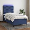 vidaXL Cama box spring colch&oacute;n y luces LED tela azul 100x200 cm