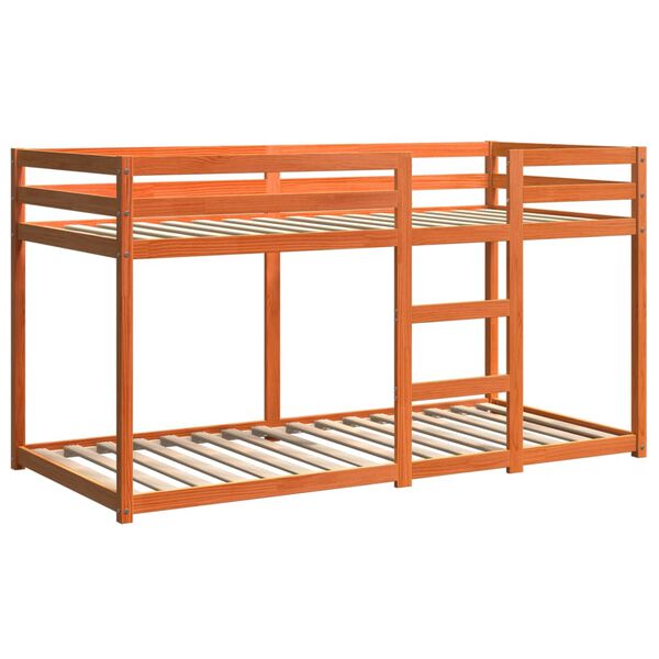 vidaXL Litera de madera maciza de pino marrón cera 80x200 cm