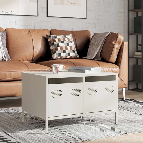 vidaXL Mueble para TV acero laminado en frío blanco 68x50x43,5 cm