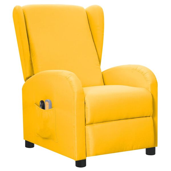 vidaXL Sillón de masaje eléctrico tela amarillo
