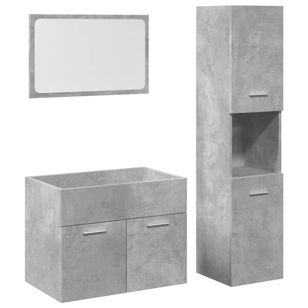 vidaXL Set muebles de ba&ntilde;o 2 piezas madera contrachapada gris hormig&oacute;n