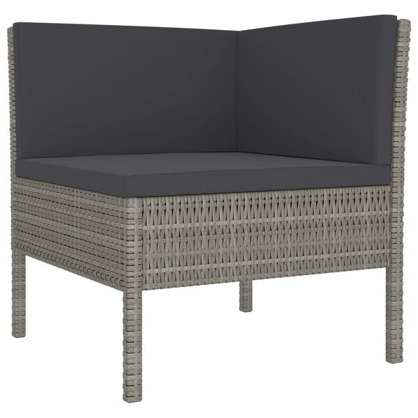 vidaXL Set de muebles de jardín 6 pzas y cojines ratán sintético gris