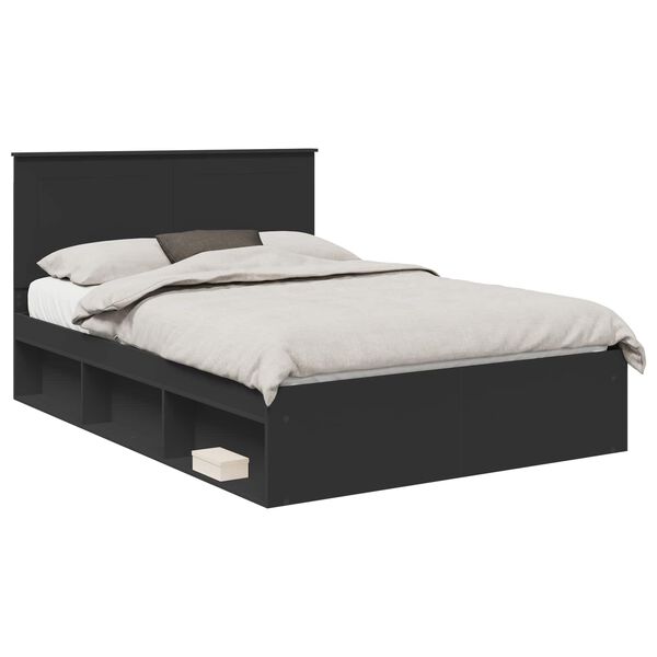 vidaXL Estructura de cama Negro 140 x 200 cm Madera de pino macizo