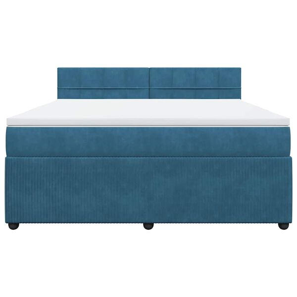 vidaXL Cama box spring con colch&oacute;n terciopelo azul 180x200 cm
