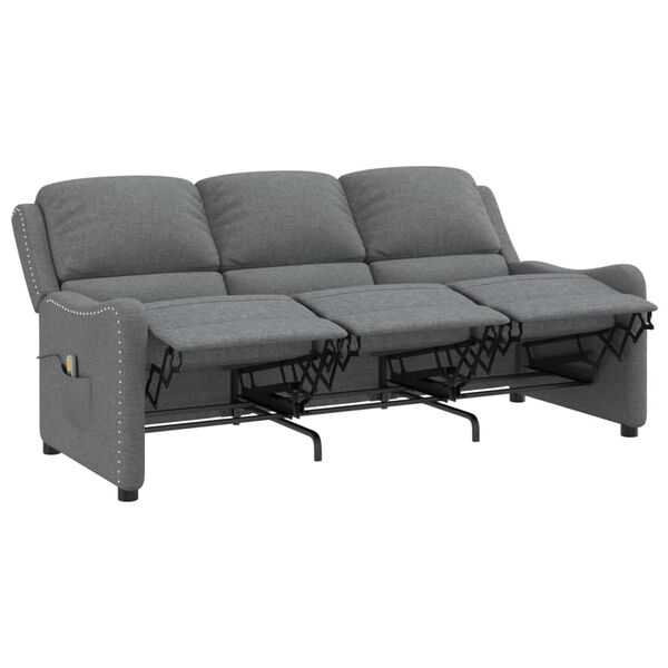 vidaXL Sillón de masaje reclinable 3 plazas tela gris claro