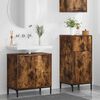 vidaXL Juego de muebles de ba&ntilde;o con caj&oacute;n 2 pcs Roble ahumado