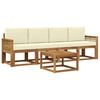 vidaXL Conjunto de sof&aacute;s de exterior 5 uds. 4 plaza Natural y Crema