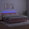 vidaXL Cama box spring colch&oacute;n y LED terciopelo rosa 160x200 cm