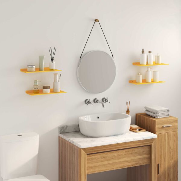 vidaXL Estante flotante 4 pcs Amarillo Mostaza 40 x 18 x 2,5 cm Acero