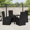 vidaXL Conjunto de Comedor de Jard&iacute;n 5 pcs Negro rat&aacute;n sint&eacute;tico