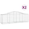 vidaXL Cestas gaviones 2 uds forma de arco hierro 200x50x60/80 cm