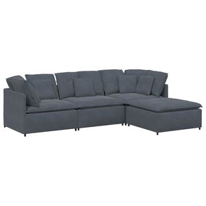 vidaXL Sof&aacute; modular con reposapi&eacute;s y cojines en terciopelo gris oscuro
