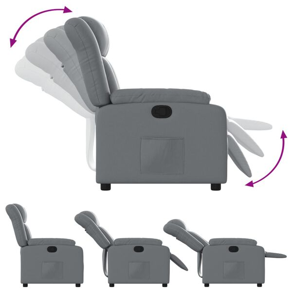 vidaXL Sill&oacute;n reclinable de cuero sint&eacute;tico gris