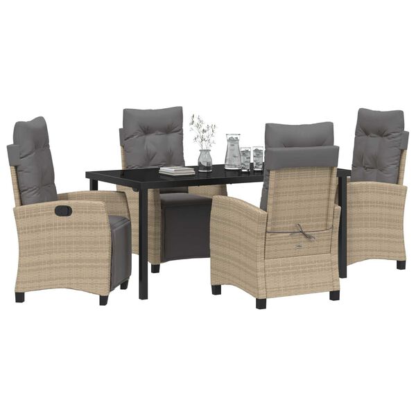 vidaXL Conjunto de Comedor de Jard&iacute;n 5 pcs Beige rat&aacute;n sint&eacute;tico