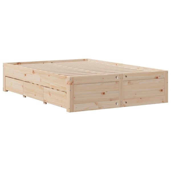 vidaXL Cama con cajones sin colch&oacute;n madera maciza de pino 160x200 cm