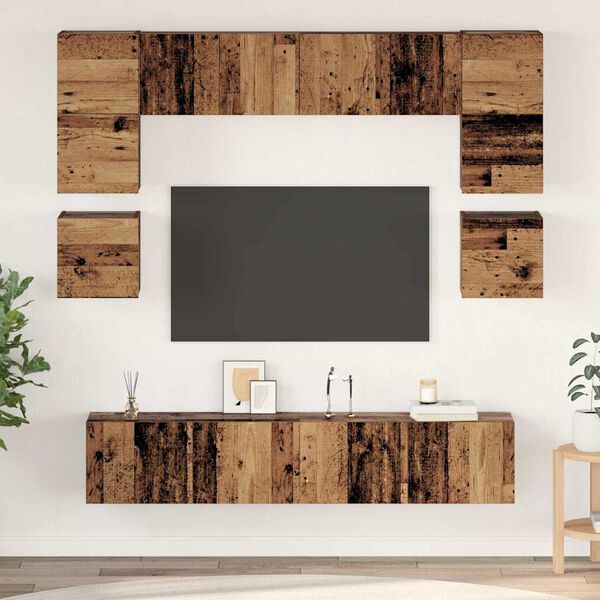 vidaXL Conjunto de mueble de TV 8 pcs Madera envejecida