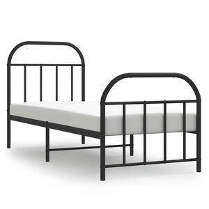 vidaXL Estructura cama sin colch&oacute;n con estribo metal negro 75x190 cm
