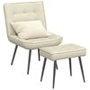 vidaXL Sill&oacute;n de relax con taburete terciopelo crema