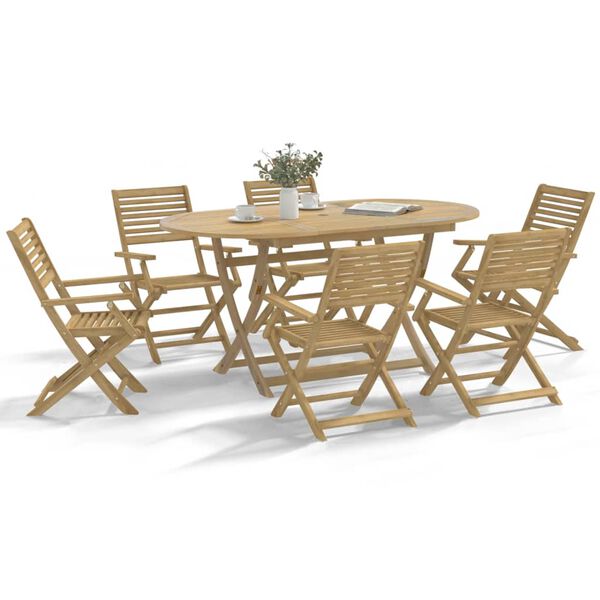 vidaXL Juego de comedor para jard&iacute;n 7 piezas madera maciza acacia