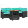 vidaXL Set de sof&aacute;s de jard&iacute;n 6 piezas y cojines rat&aacute;n sint&eacute;tico negro