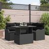 vidaXL Conjunto de sofá de jardín 5 pcs Negro Rattan de Poliéster