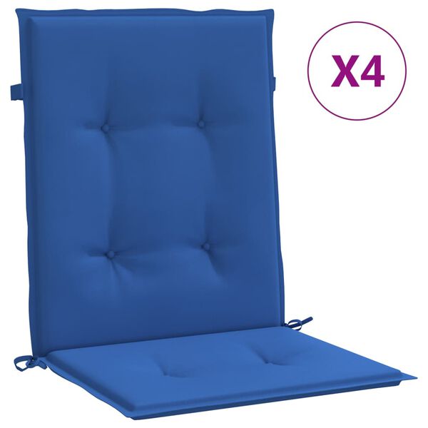 vidaXL Coj&iacute;n silla jard&iacute;n respaldo bajo 4 uds tela Oxford azul
