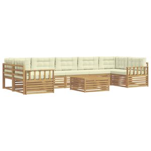 vidaXL Conjunto de sof&aacute;s de exterior 8 uds. Blanco y Crema