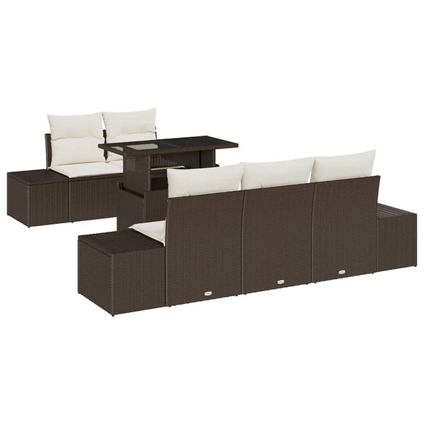 vidaXL Conjunto de sofá de jardín con cojín 6 pcs Marrón y crema