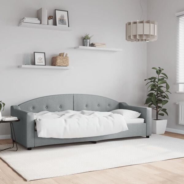 vidaXL Sof&aacute; cama sin colch&oacute;n tela gris claro 80x200 cm