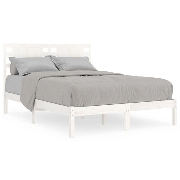 vidaXL Estructura de cama doble peque&ntilde;a madera maciza blanca 120x190cm